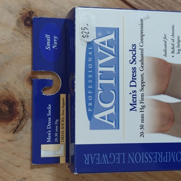 Activa Navy Firm Support Graduated Compression Men's Dress Socks Size S NWT - Picture 3 of 9